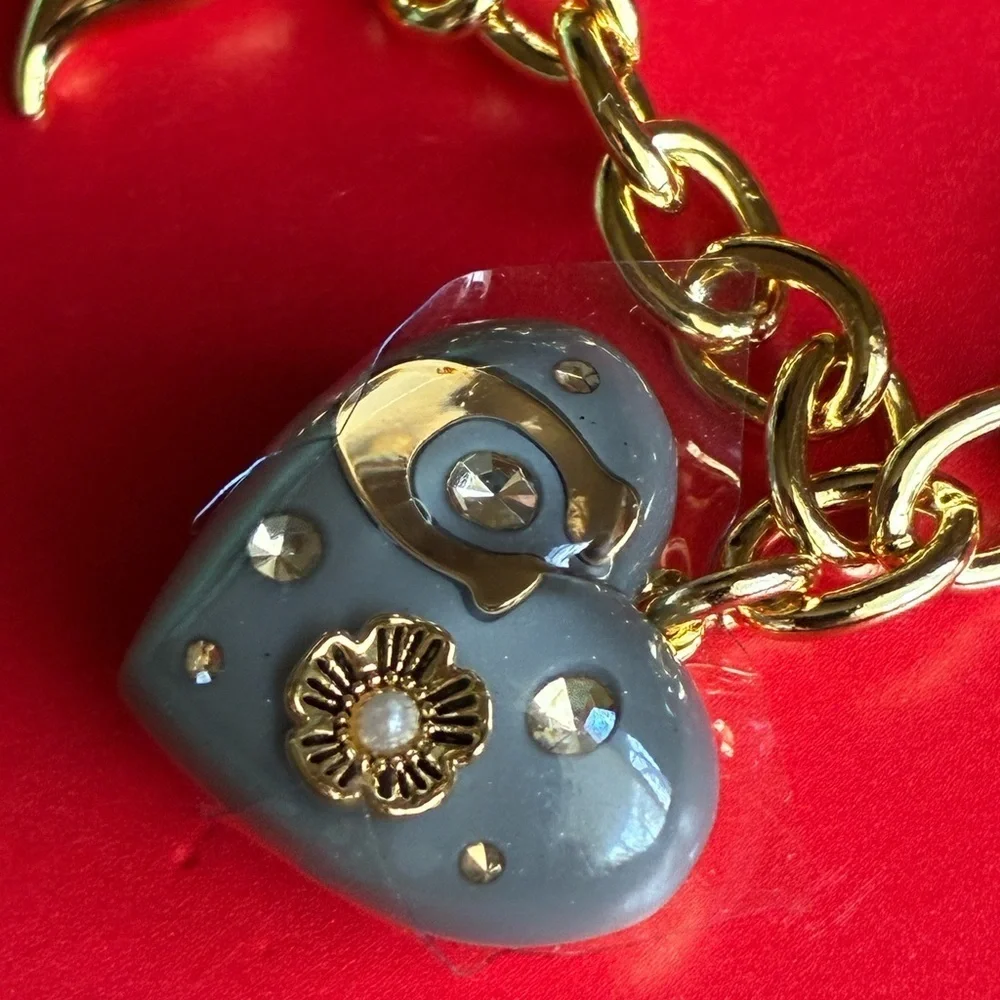 COACH Bracelet,Coach Gold and Gray Charm Bracelet